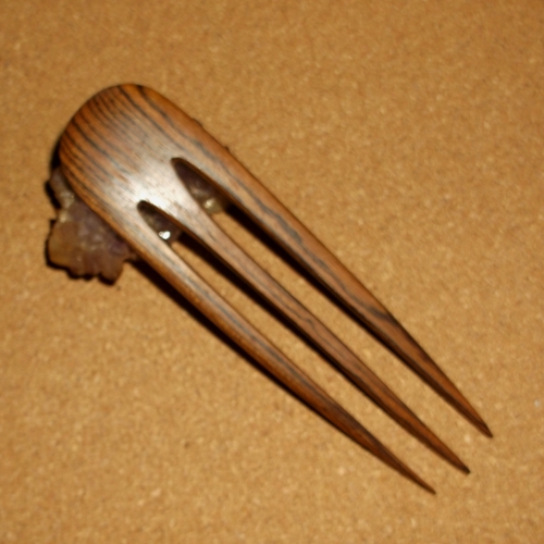 Bocote 3 prong hairfork sold in Long Haired Jewels in the UK